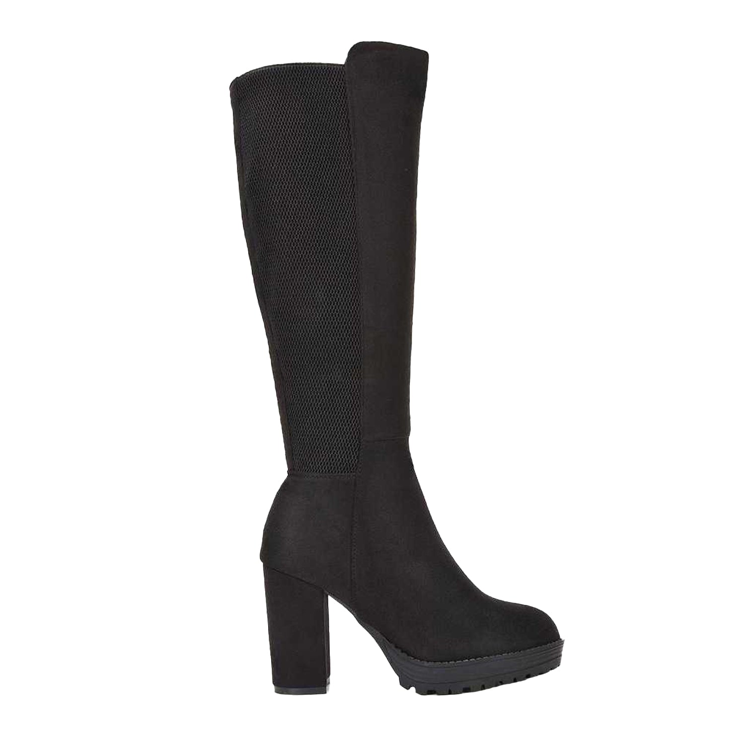 Jet Black - Side - XY London Womens-Ladies Knee-High Boots