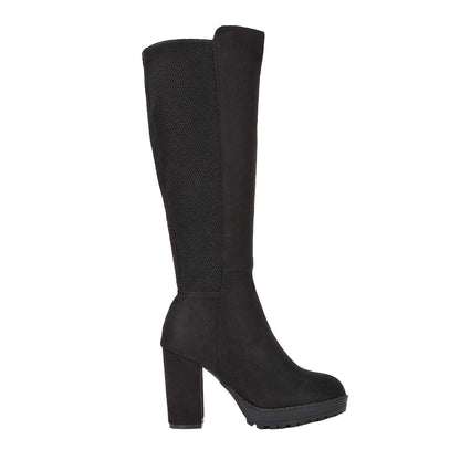 Jet Black - Side - XY London Womens-Ladies Knee-High Boots