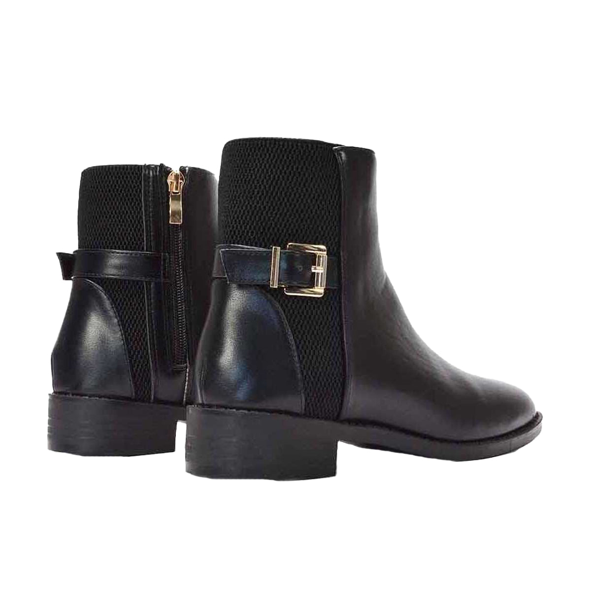 Black - Back - XY London Womens-Ladies Ailany Block Heel Chelsea Boots