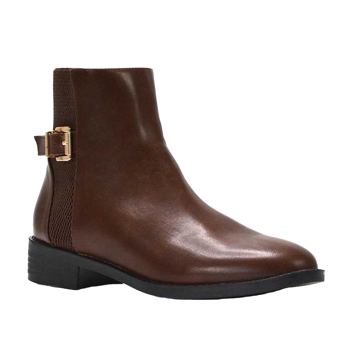 Brown - Front - XY London Womens-Ladies Ailany Block Heel Chelsea Boots