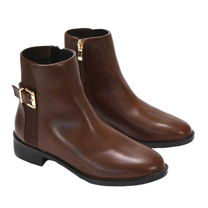 Brown - Lifestyle - XY London Womens-Ladies Ailany Block Heel Chelsea Boots