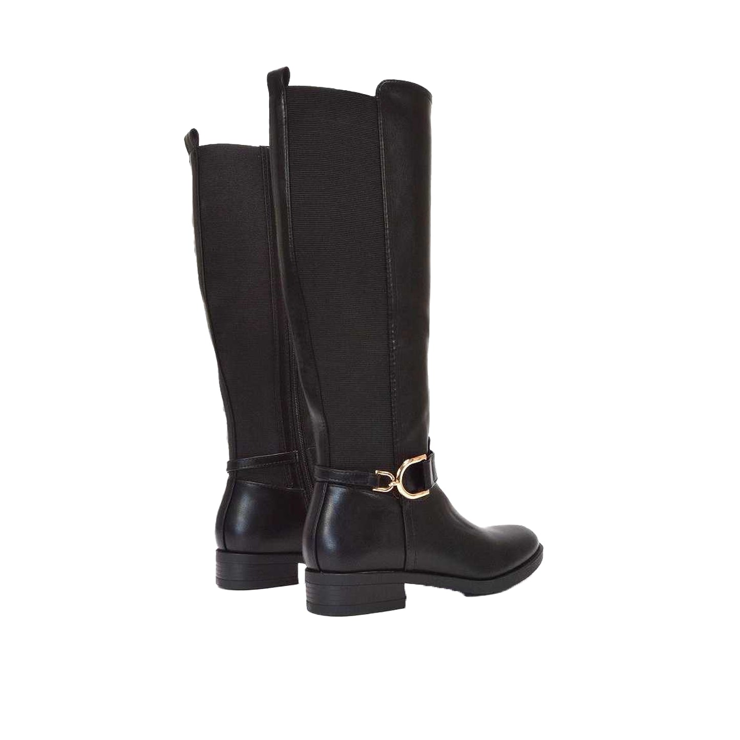 Black - Back - XY London Womens-Ladies Tracey Low Heel Mid Calf Boots