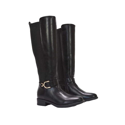 Black - Front - XY London Womens-Ladies Tracey Low Heel Mid Calf Boots
