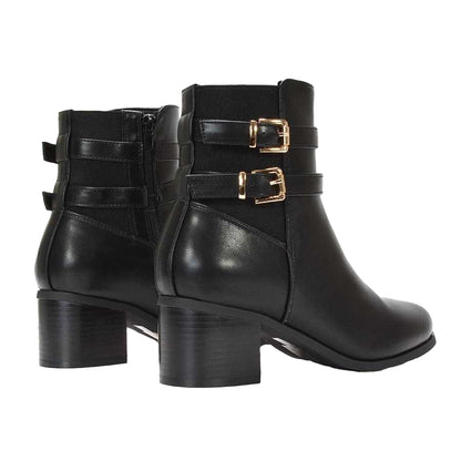 Black - Back - XY London Womens-Ladies Tabitha Block Heel Chelsea Boots