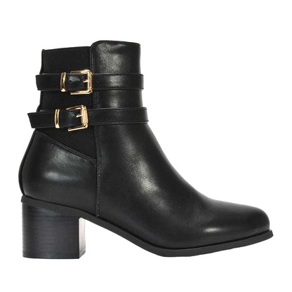 Black - Side - XY London Womens-Ladies Tabitha Block Heel Chelsea Boots