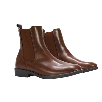 Brown - Pack Shot - XY London Womens-Ladies Nala Flat Heel Pull-On Chelsea Boots