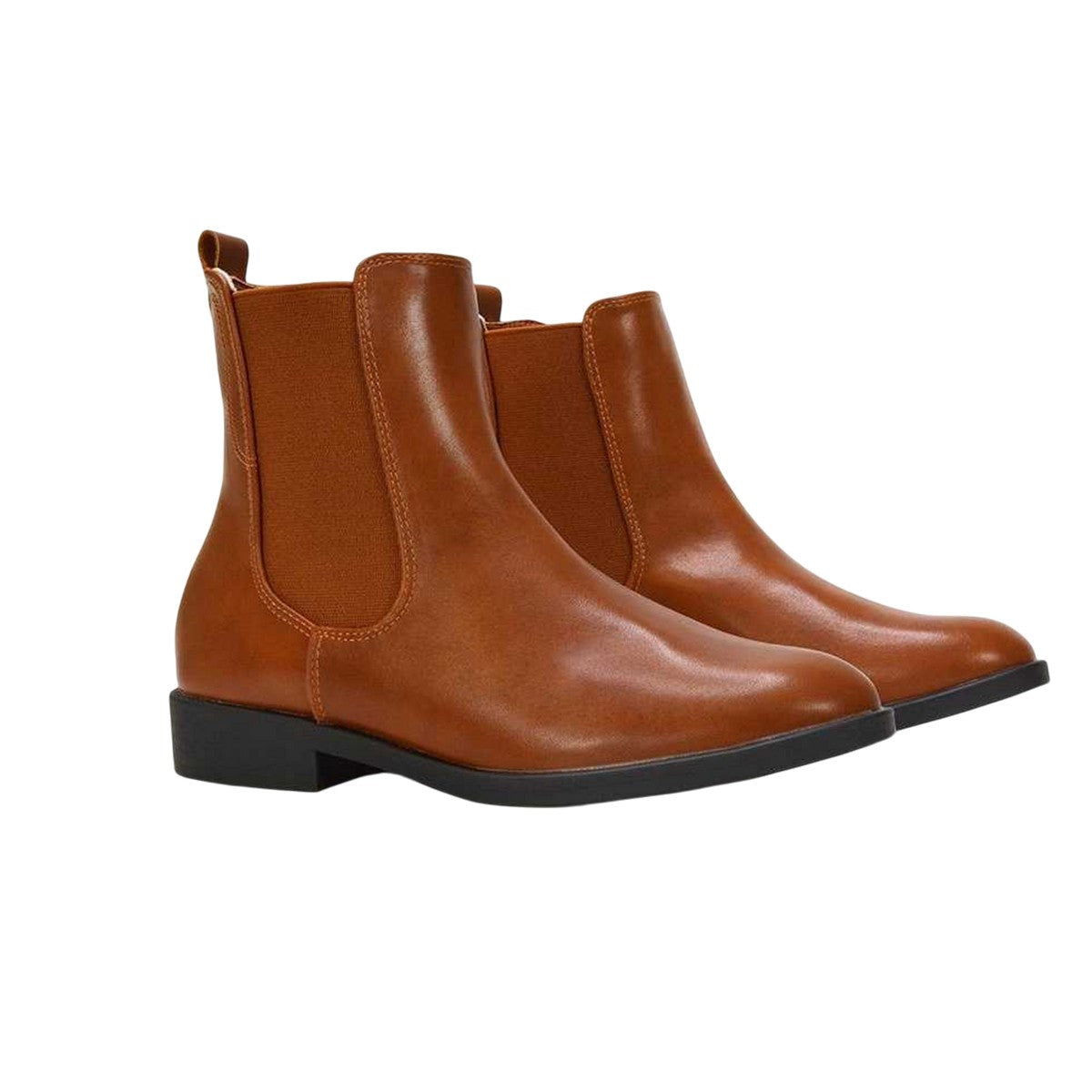 Tan - Pack Shot - XY London Womens-Ladies Nala Flat Heel Pull-On Chelsea Boots