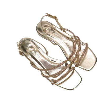 Metallic Gold - Pack Shot - XY London Womens-Ladies Abigale Diamante Metallic Sling Back Sandals