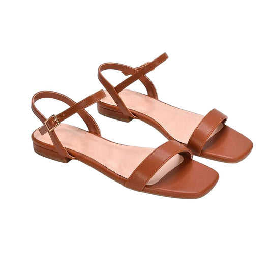 Brown - Front - XY London Womens-Ladies Hallie Ankle Strap Sandals