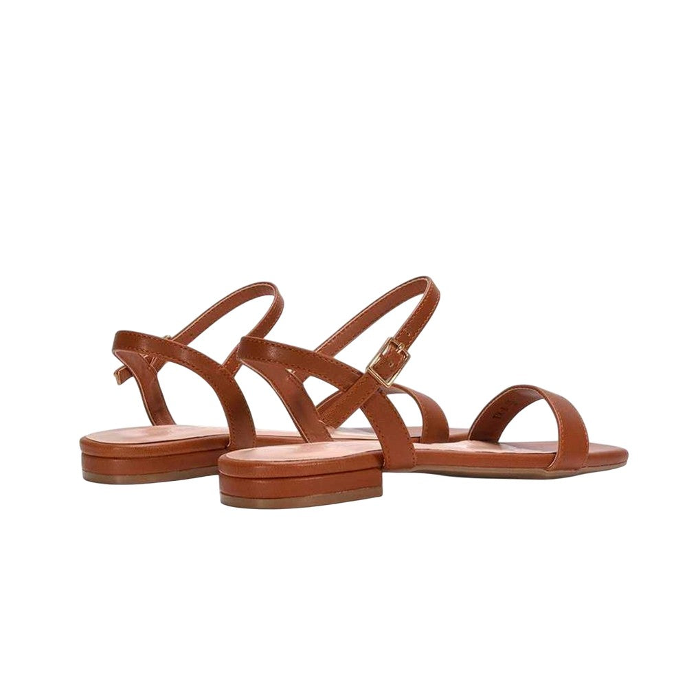 Brown - Back - XY London Womens-Ladies Hallie Ankle Strap Sandals