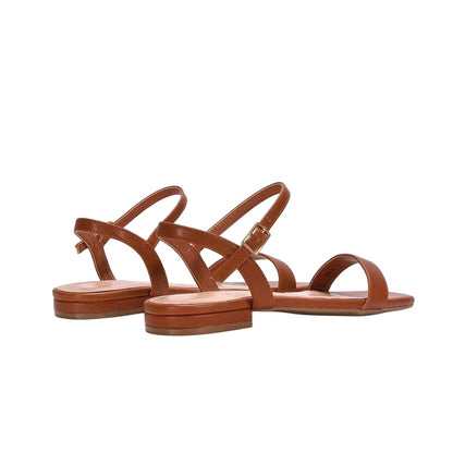 Brown - Back - XY London Womens-Ladies Hallie Ankle Strap Sandals