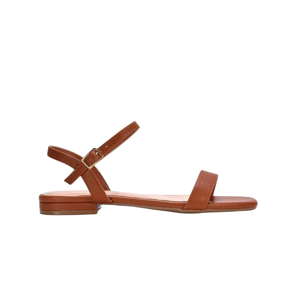 Brown - Side - XY London Womens-Ladies Hallie Ankle Strap Sandals