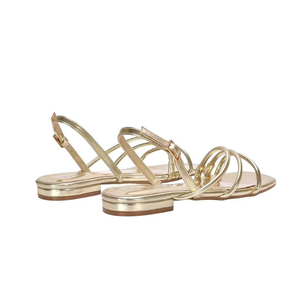 Metallic Gold - Back - XY London Womens-Ladies Mary Patent Square Toe Sandals