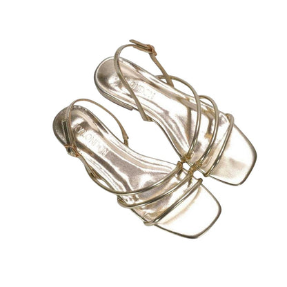 Metallic Gold - Pack Shot - XY London Womens-Ladies Mary Patent Square Toe Sandals