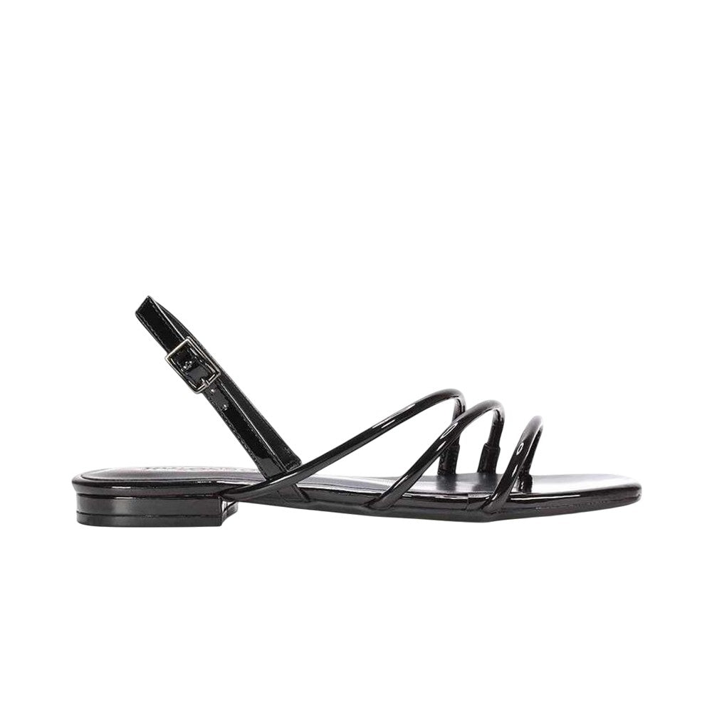 True Black - Side - XY London Womens-Ladies Mary Patent Square Toe Sandals