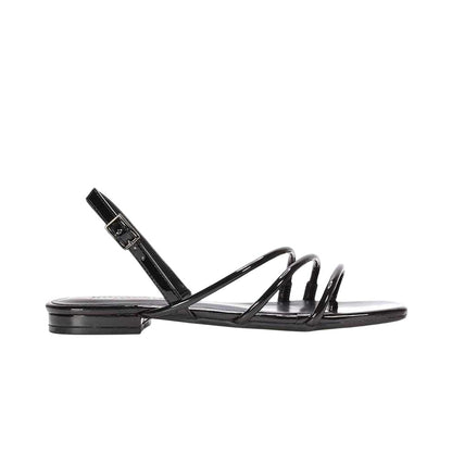 True Black - Side - XY London Womens-Ladies Mary Patent Square Toe Sandals