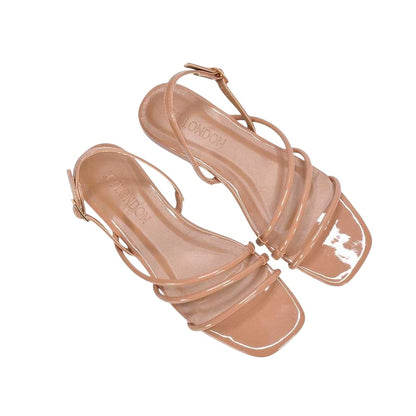 Taupe - Pack Shot - XY London Womens-Ladies Mary Patent Square Toe Sandals