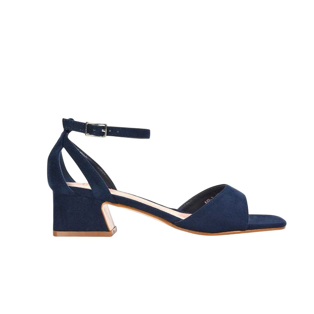 Navy - Side - XY London Womens-Ladies Hayley Cut Out Low Block Heel Sandals
