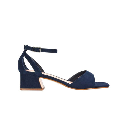 Navy - Side - XY London Womens-Ladies Hayley Cut Out Low Block Heel Sandals