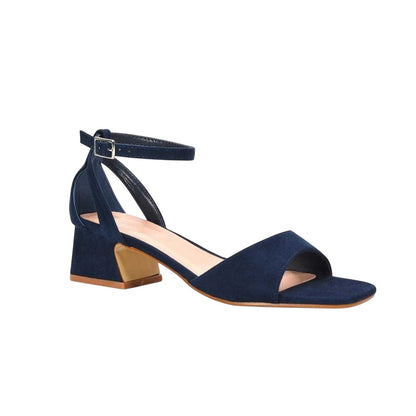Navy - Lifestyle - XY London Womens-Ladies Hayley Cut Out Low Block Heel Sandals