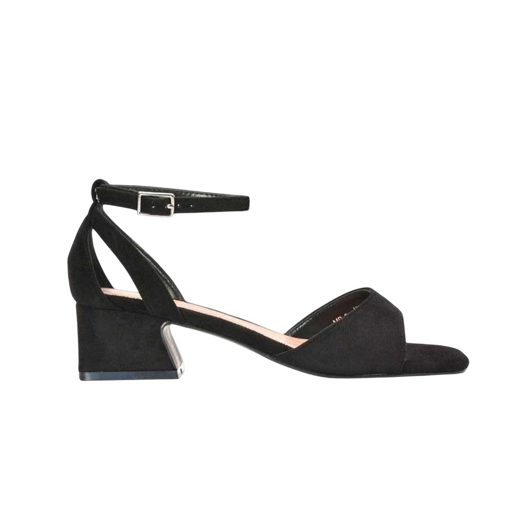 Jet Black - Side - XY London Womens-Ladies Hayley Cut Out Low Block Heel Sandals