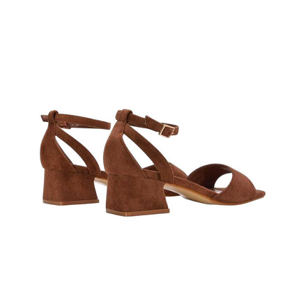 Brown - Back - XY London Womens-Ladies Hayley Cut Out Low Block Heel Sandals