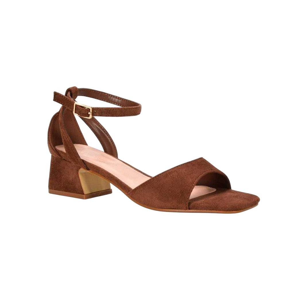 Brown - Lifestyle - XY London Womens-Ladies Hayley Cut Out Low Block Heel Sandals