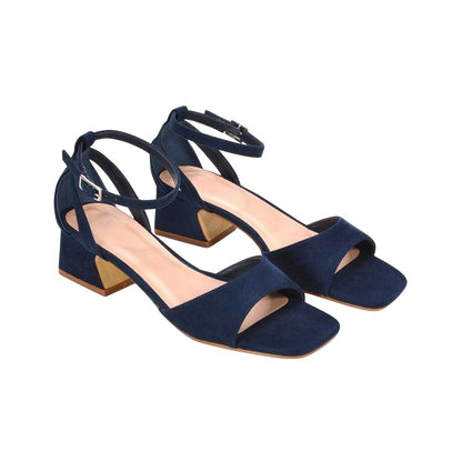 Navy - Front - XY London Womens-Ladies Hayley Cut Out Low Block Heel Sandals