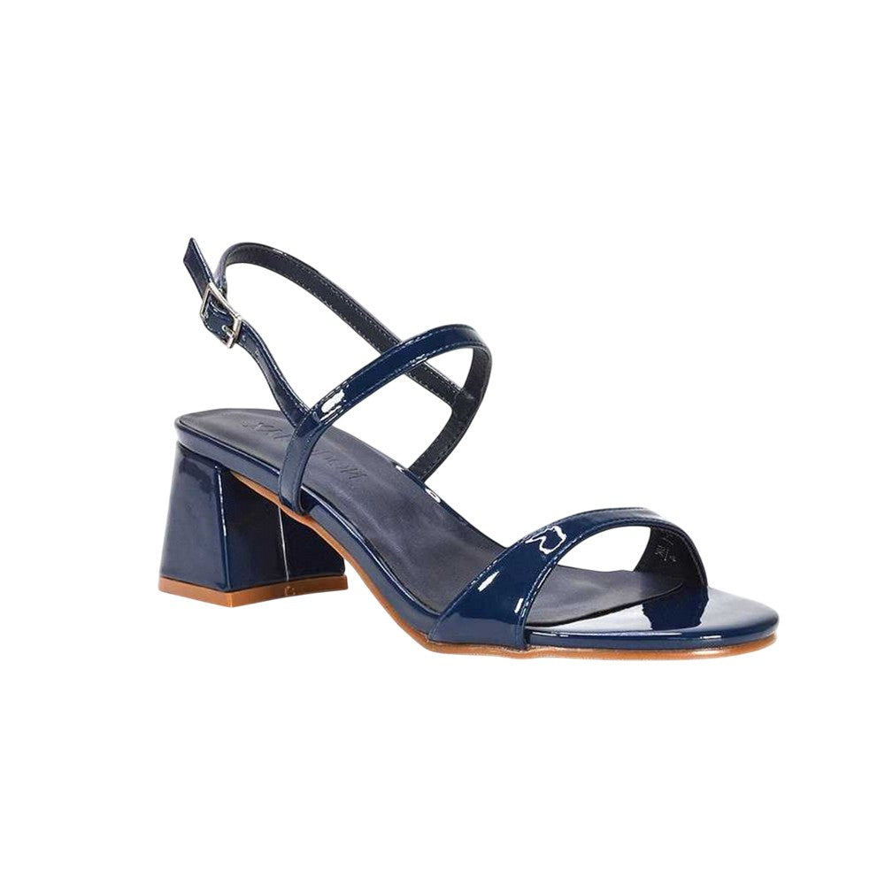 Navy - Lifestyle - XY London Womens-Ladies Izzy Patent Mid Block Heel Sandals