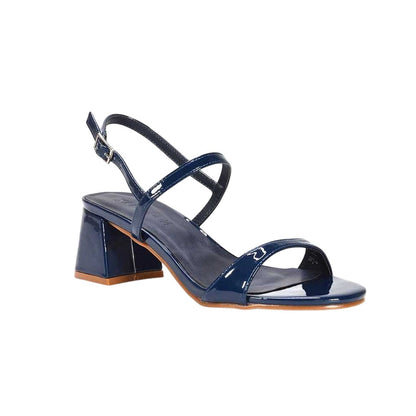 Navy - Lifestyle - XY London Womens-Ladies Izzy Patent Mid Block Heel Sandals