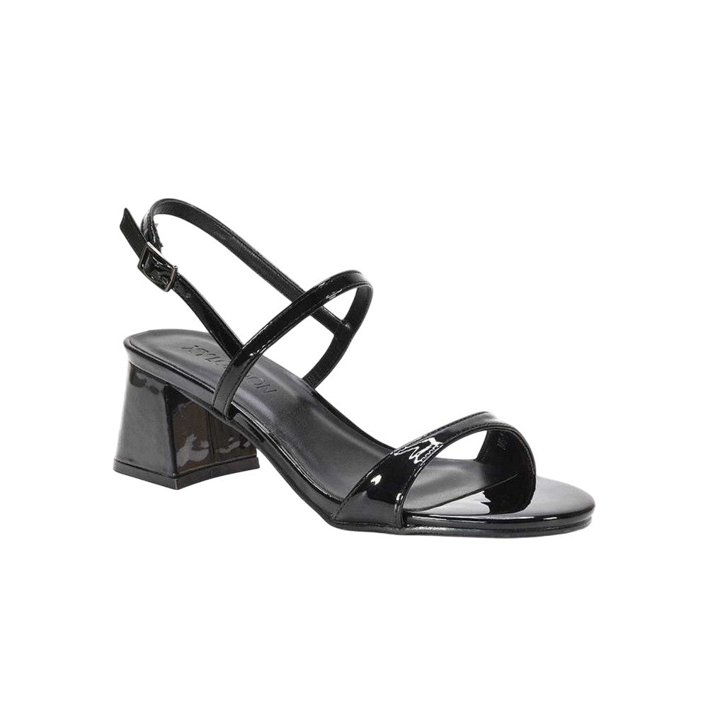 True Black - Lifestyle - XY London Womens-Ladies Izzy Patent Mid Block Heel Sandals