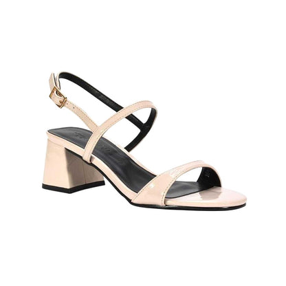 Beige - Lifestyle - XY London Womens-Ladies Izzy Patent Mid Block Heel Sandals