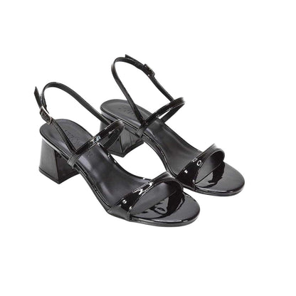 True Black - Front - XY London Womens-Ladies Izzy Patent Mid Block Heel Sandals