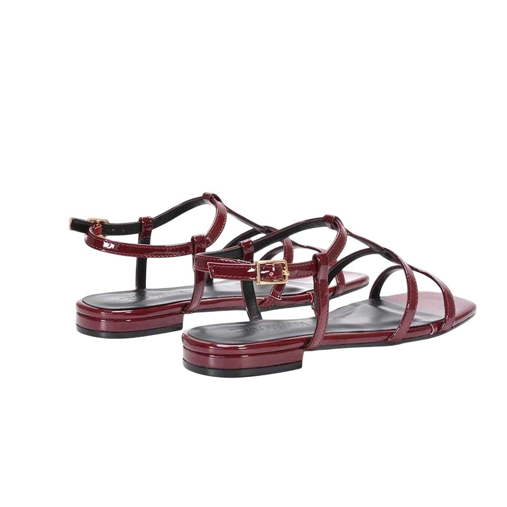 Burgundy - Back - XY London Womens-Ladies Danielle Patent Strappy Sandals