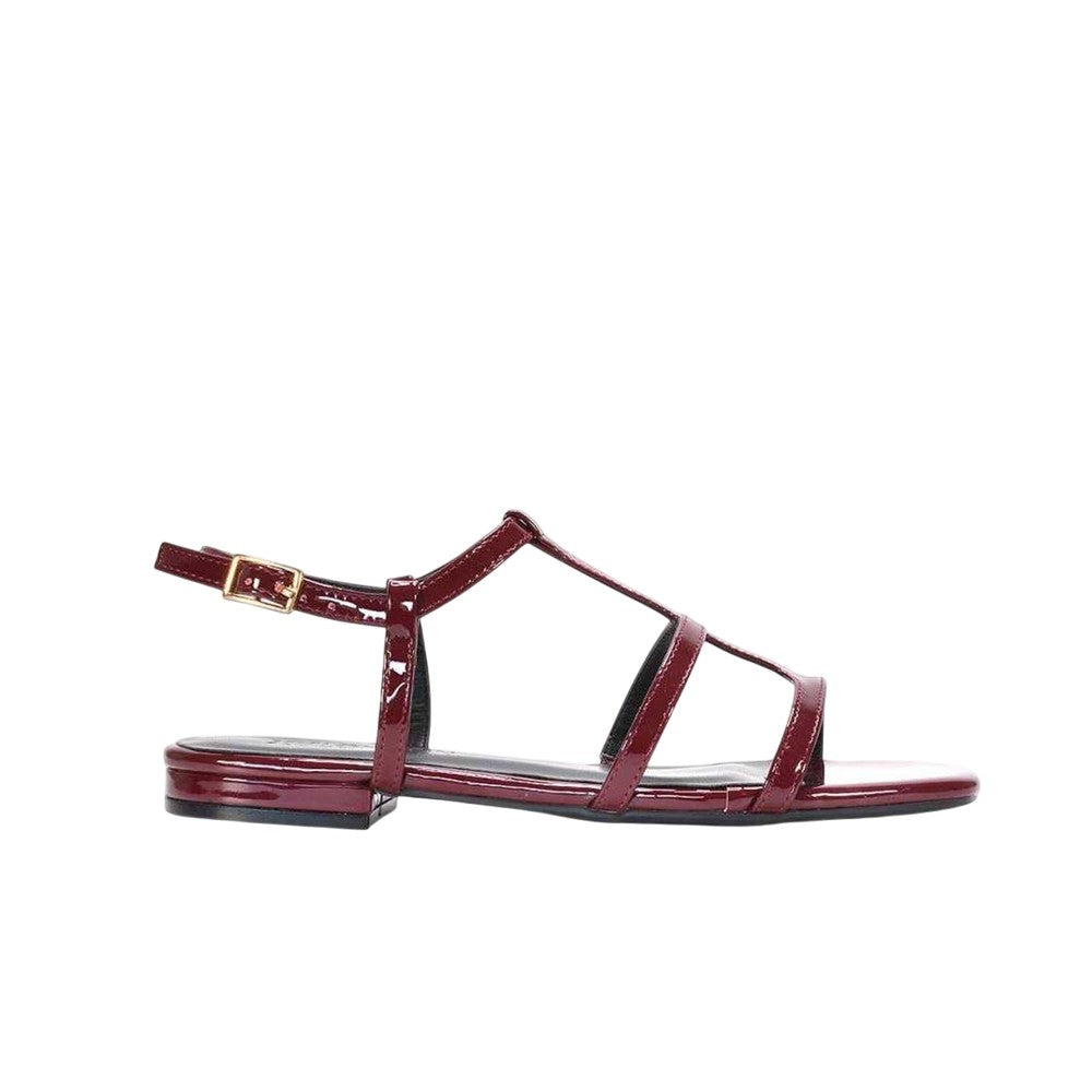 Burgundy - Side - XY London Womens-Ladies Danielle Patent Strappy Sandals