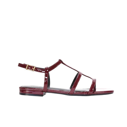 Burgundy - Side - XY London Womens-Ladies Danielle Patent Strappy Sandals