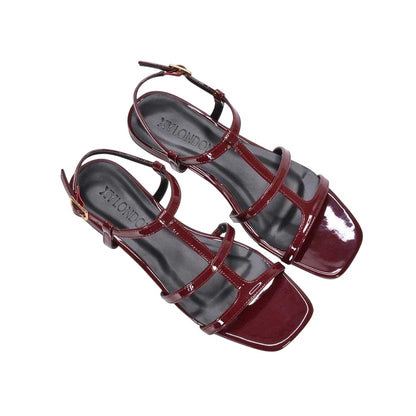 Burgundy - Pack Shot - XY London Womens-Ladies Danielle Patent Strappy Sandals