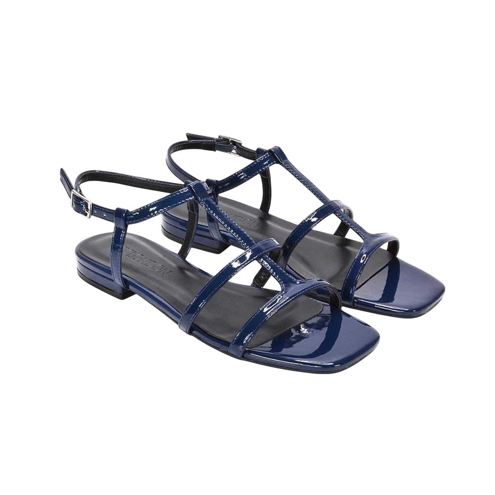 Navy - Front - XY London Womens-Ladies Danielle Patent Strappy Sandals