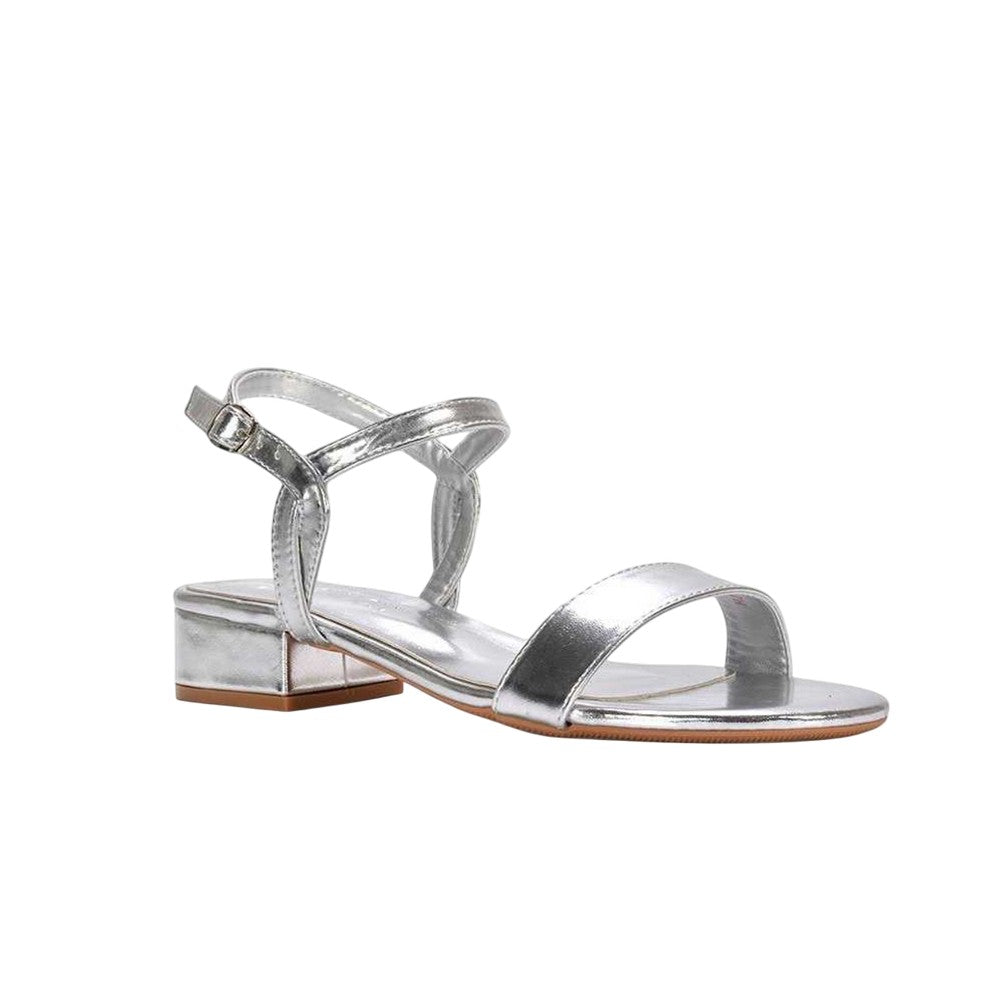 Metallic Silver - Lifestyle - XY London Womens-Ladies Moana Metallic Low Block Heel Sandals