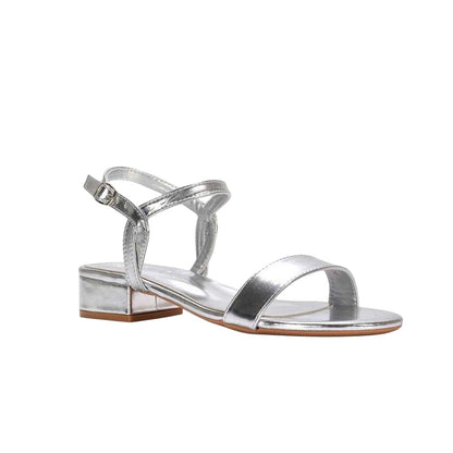 Metallic Silver - Lifestyle - XY London Womens-Ladies Moana Metallic Low Block Heel Sandals