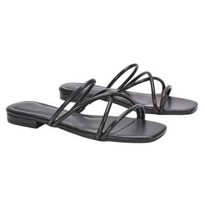 Black - Side - XY London Womens-Ladies Suzzie Metallic Strappy Sandals