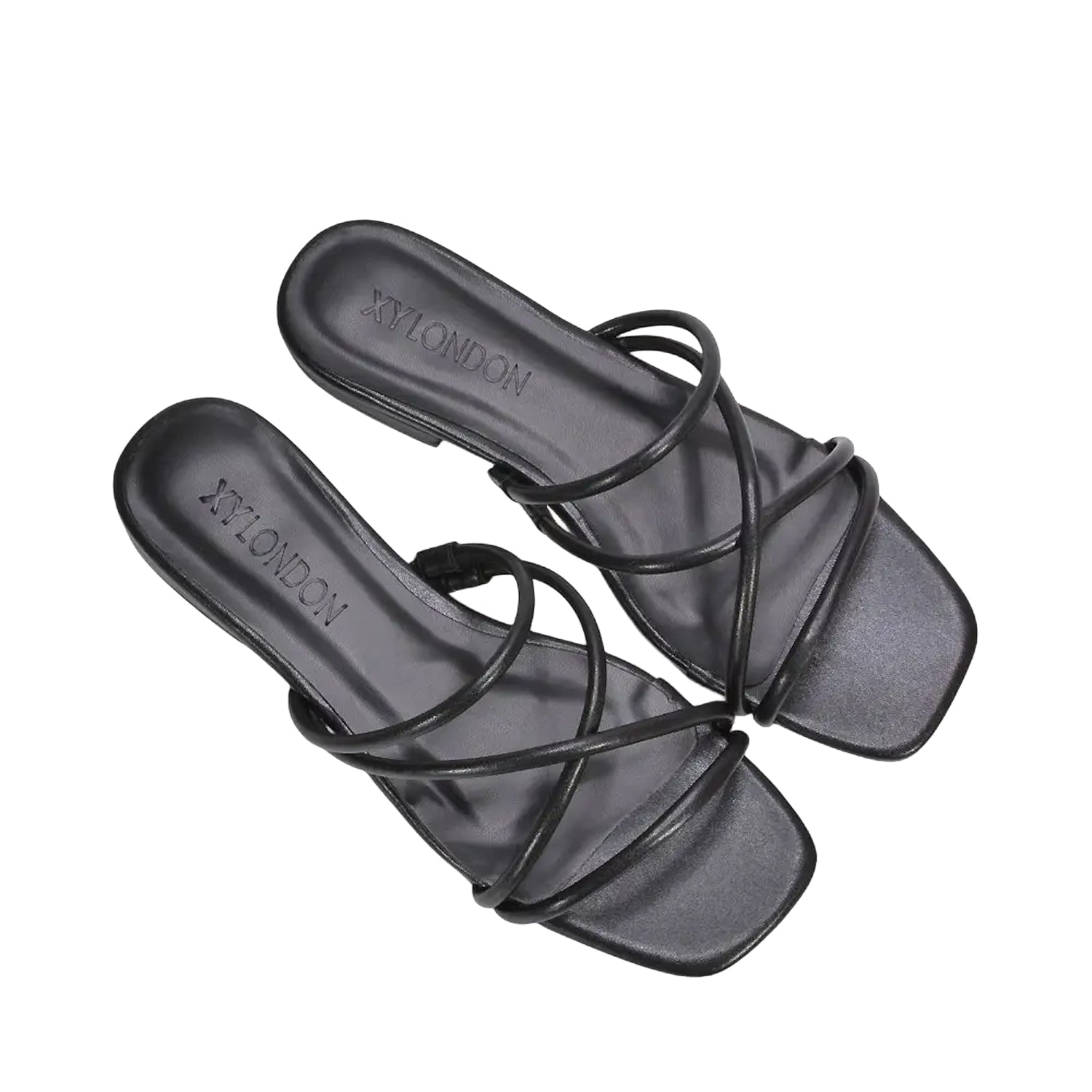 Black - Lifestyle - XY London Womens-Ladies Suzzie Metallic Strappy Sandals