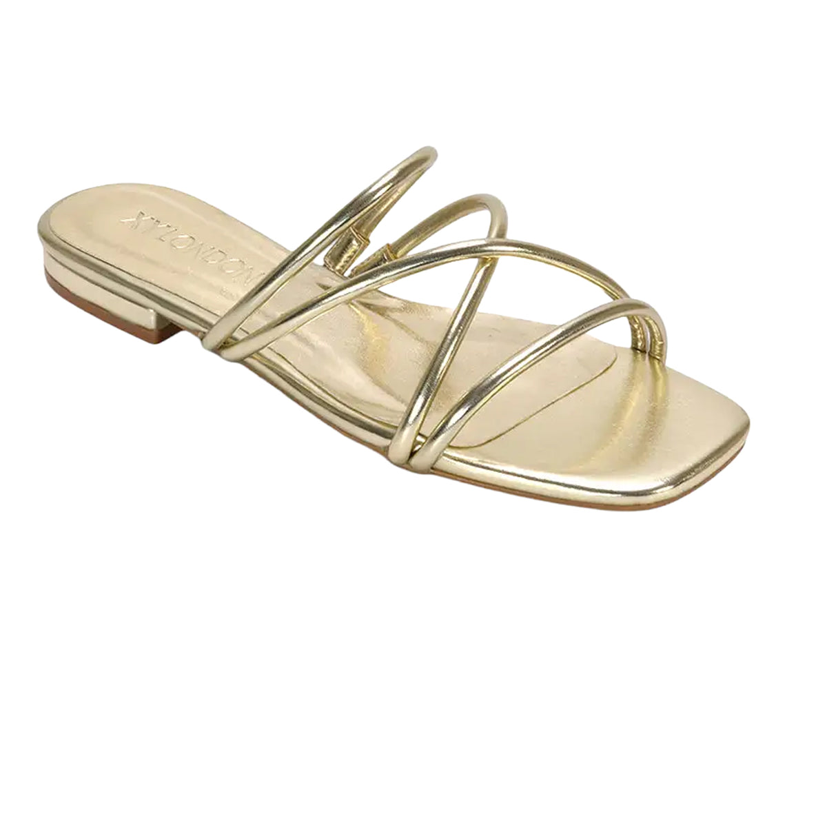 Metallic Gold - Side - XY London Womens-Ladies Suzzie Metallic Strappy Sandals