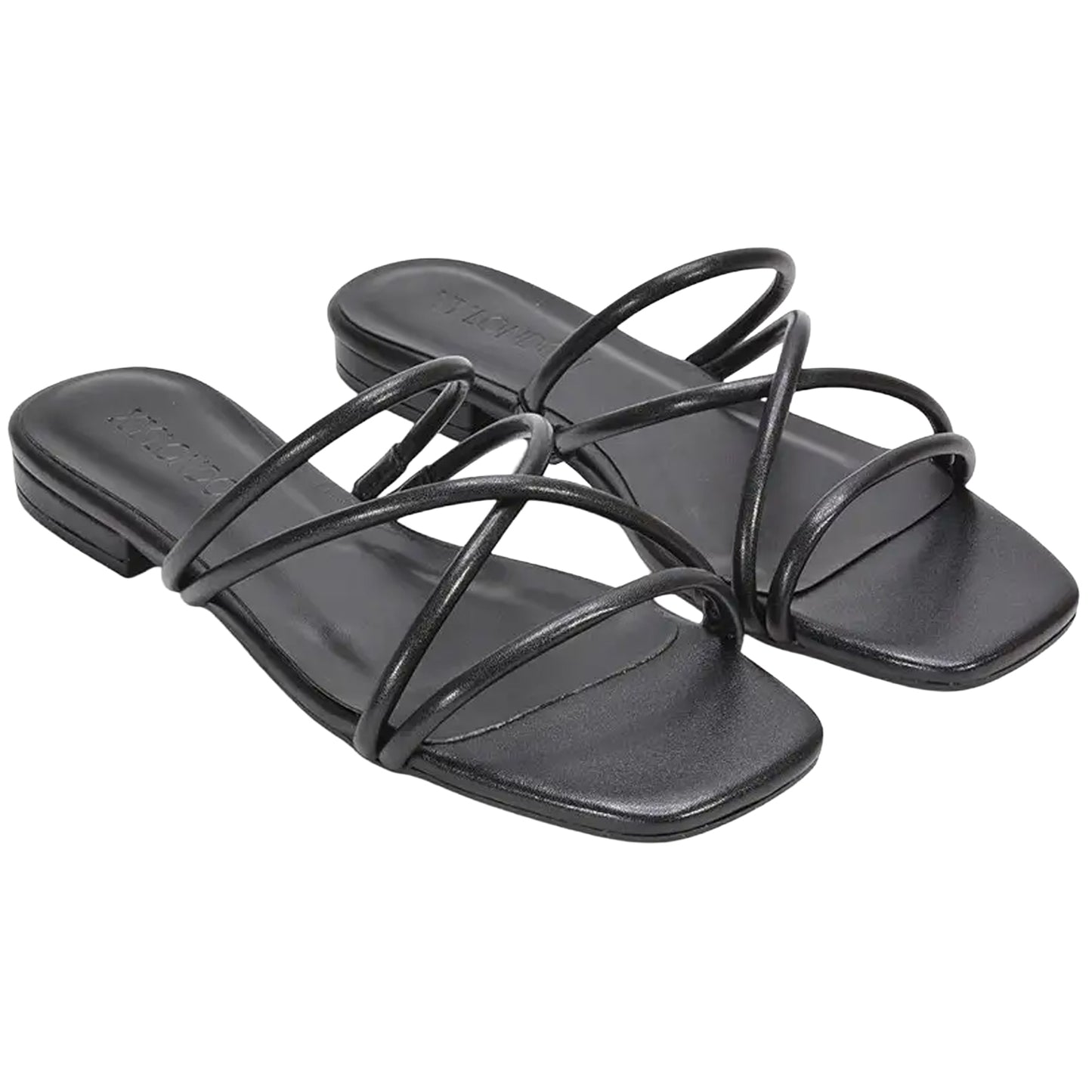 Black - Front - XY London Womens-Ladies Suzzie Metallic Strappy Sandals