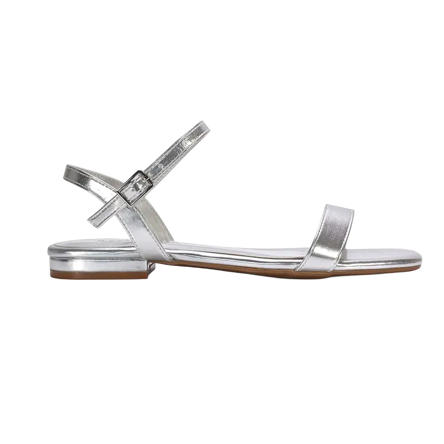 Metallic Silver - Side - XY London Womens-Ladies Hallie Metallic Strappy Sandals