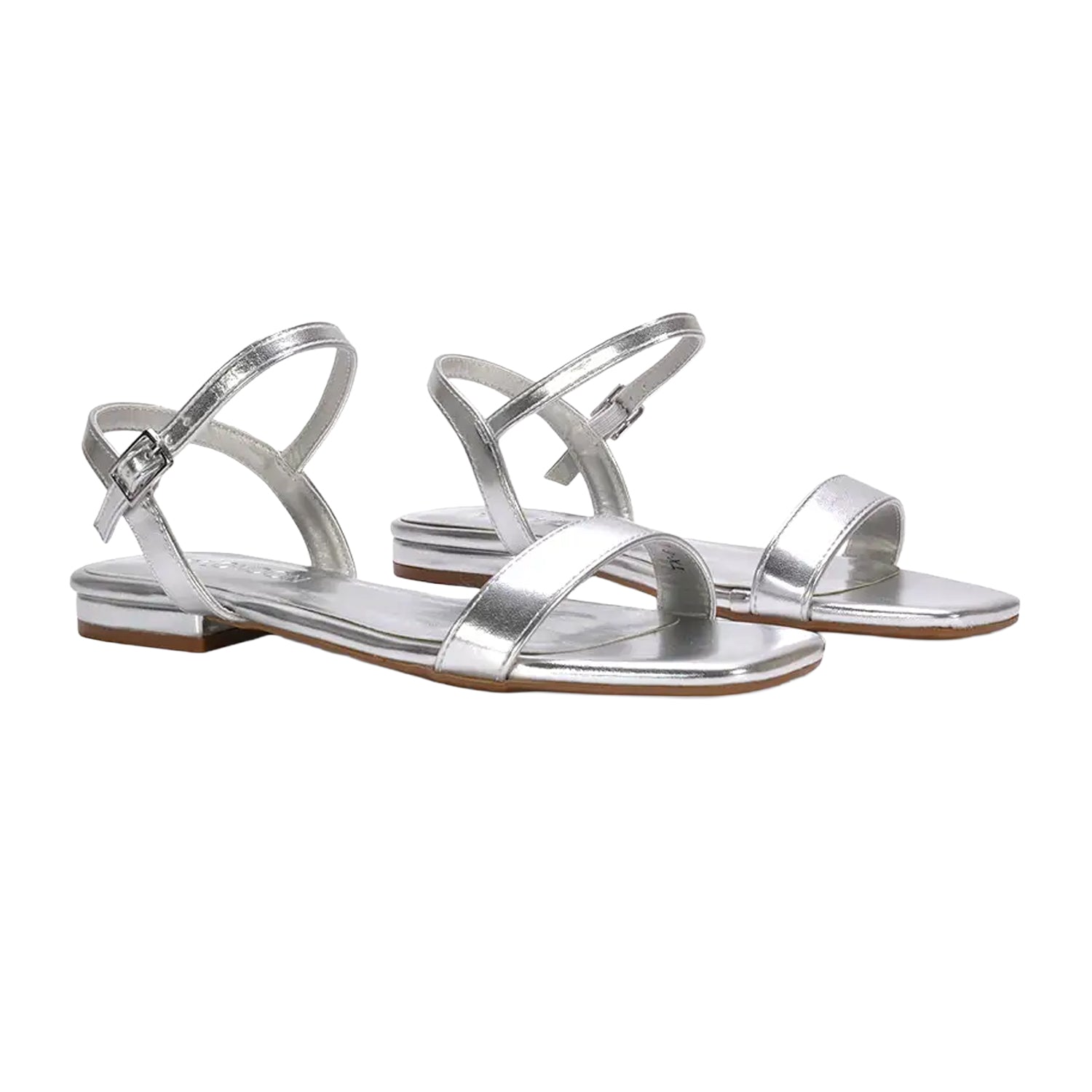 Metallic Silver - Front - XY London Womens-Ladies Hallie Metallic Strappy Sandals