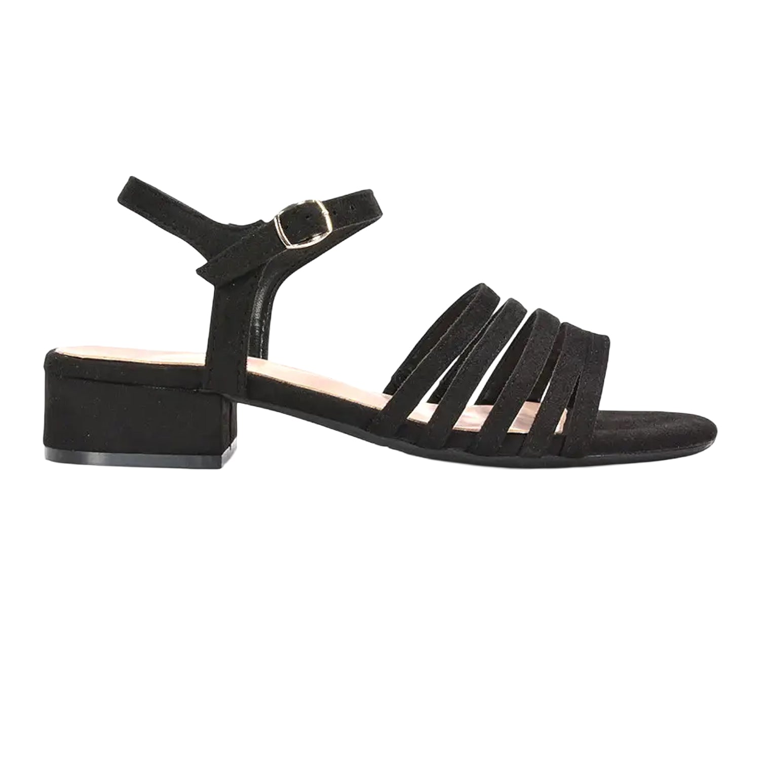 Jet Black - Side - XY London Womens-Ladies Katie Low Heel Sandals