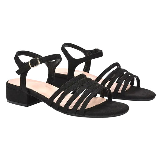 Jet Black - Front - XY London Womens-Ladies Katie Low Heel Sandals