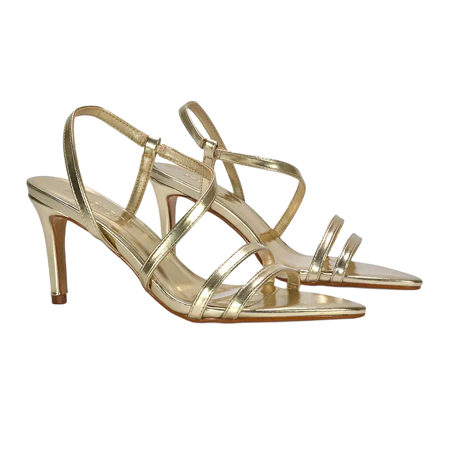 Metallic Gold - Front - XY London Womens-Ladies Theodora Metallic Strappy Stiletto Heel Sandals