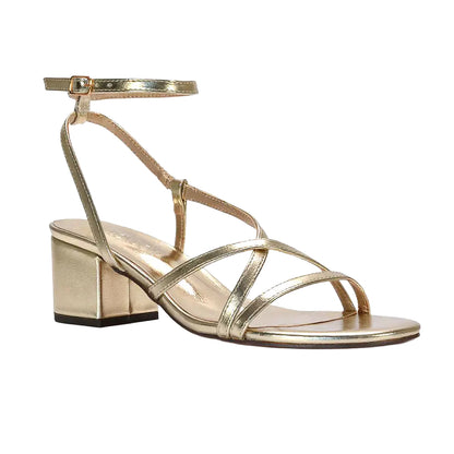Metallic - Lifestyle - XY London Womens-Ladies Maria Metallic Strappy Block Heel Sandals